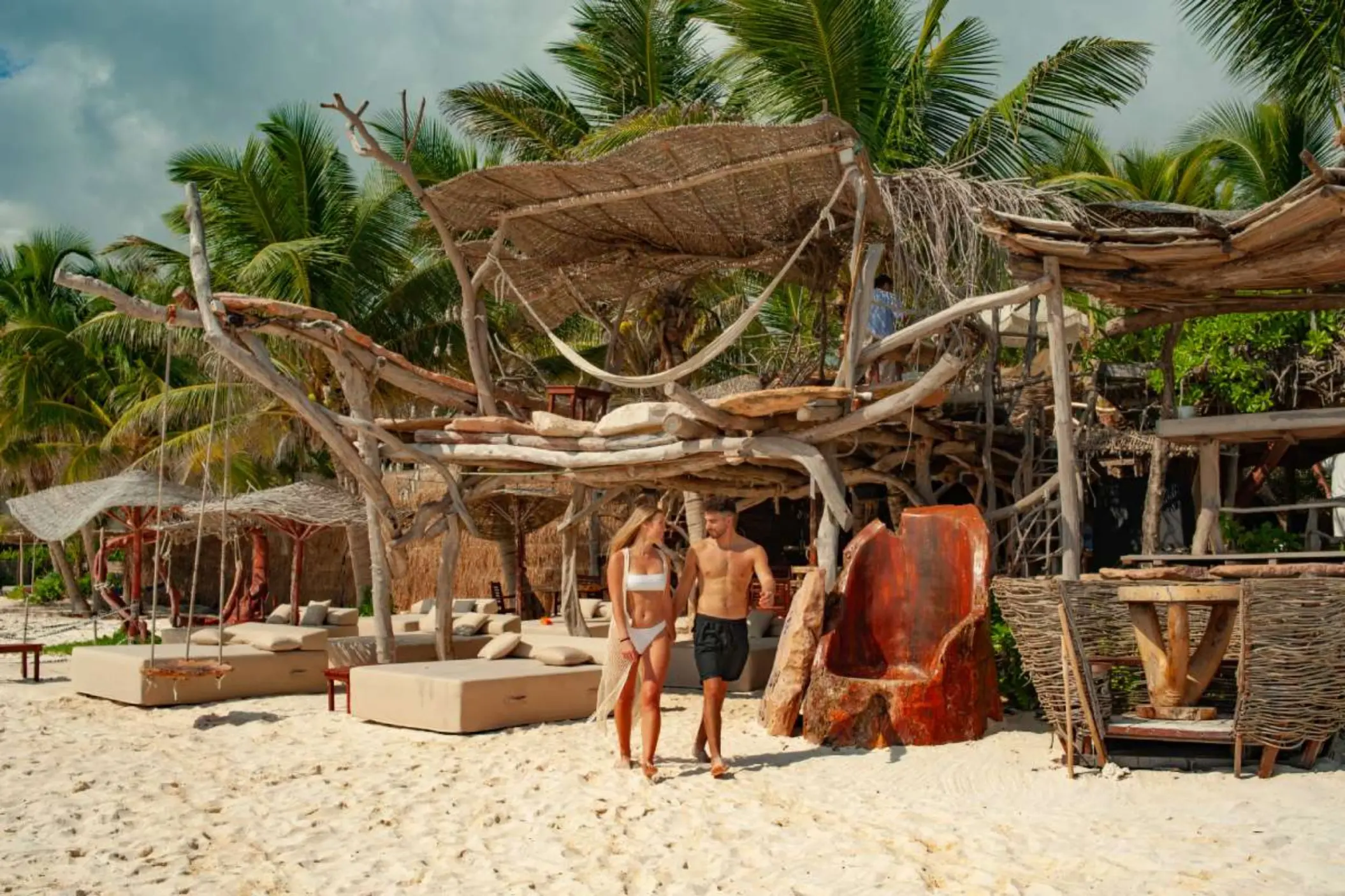 couple at the beach club at Kanan Tulum Hotel & Spa