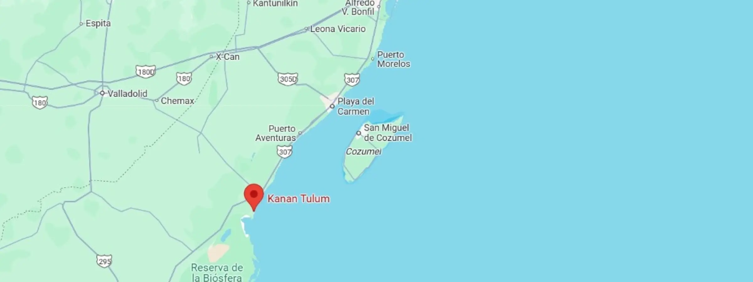 map showing location of kanan tulum in Mexico