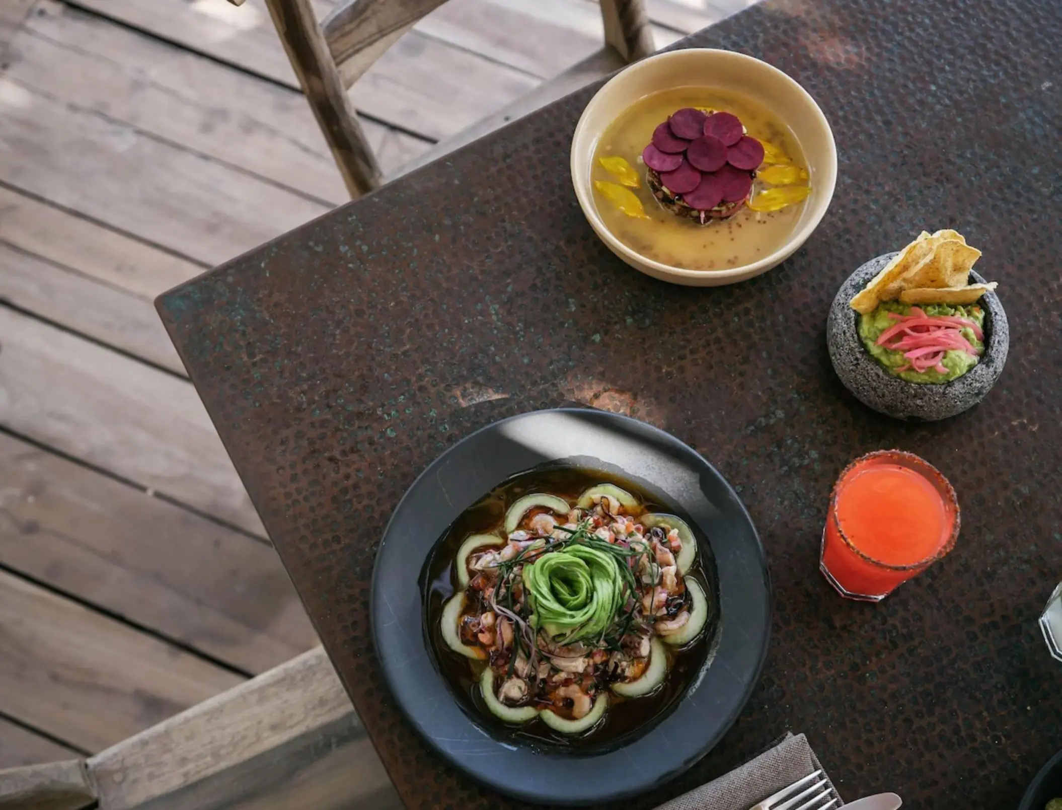 breakfast table at La Valise Tulum