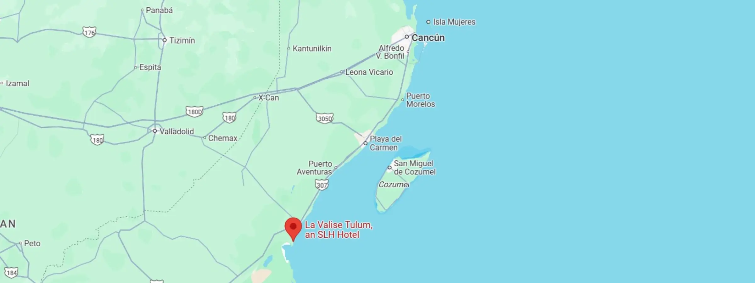 map showing location of La Valise Tulum in Mexico