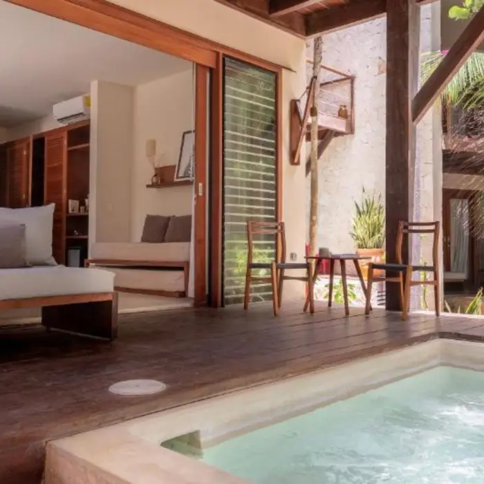 suite with plunge pool at La Zebra