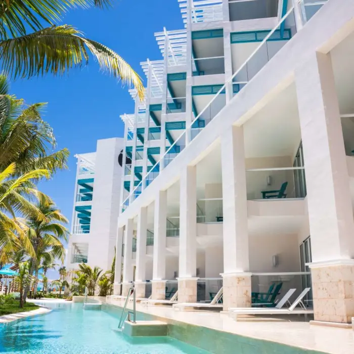 exterior of swim out suite at Margaritaville Island Reserve Riviera Maya