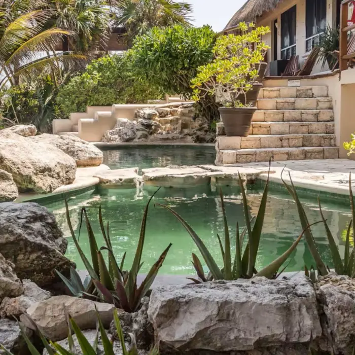 pool and gardens at Mezzanine Hotel