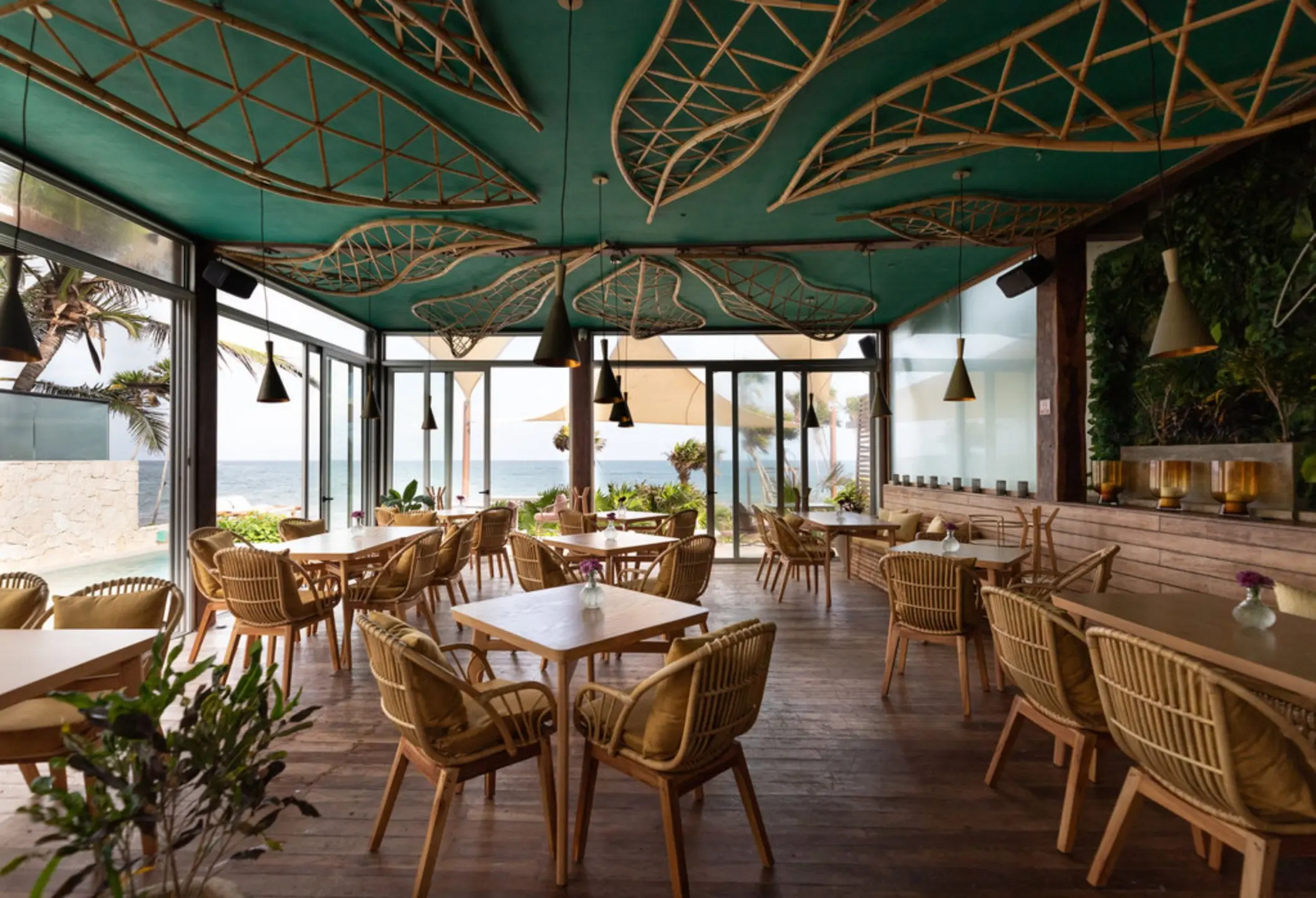 sea front restaurant at Mi Amor with antique decor
