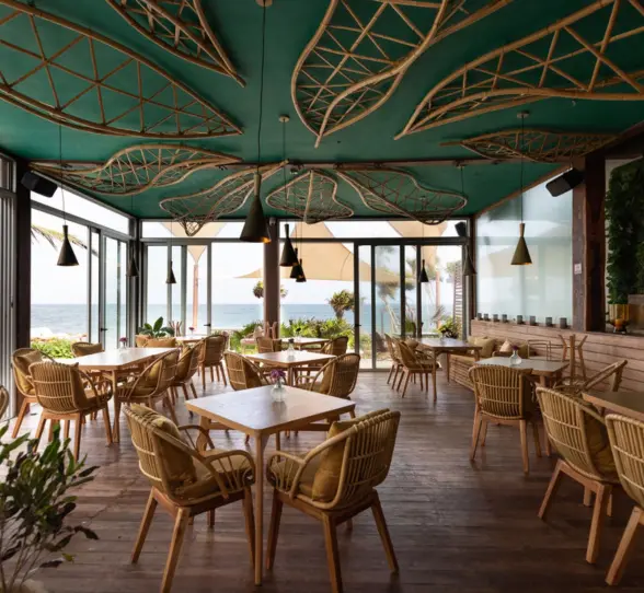 sea front restaurant at Mi Amor with antique decor
