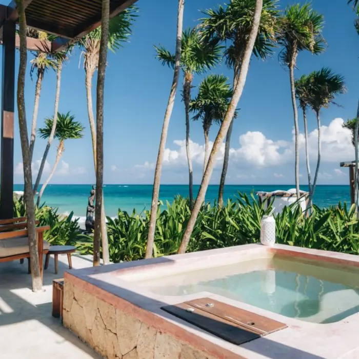 sea front room with plunge pool at Mi Amor