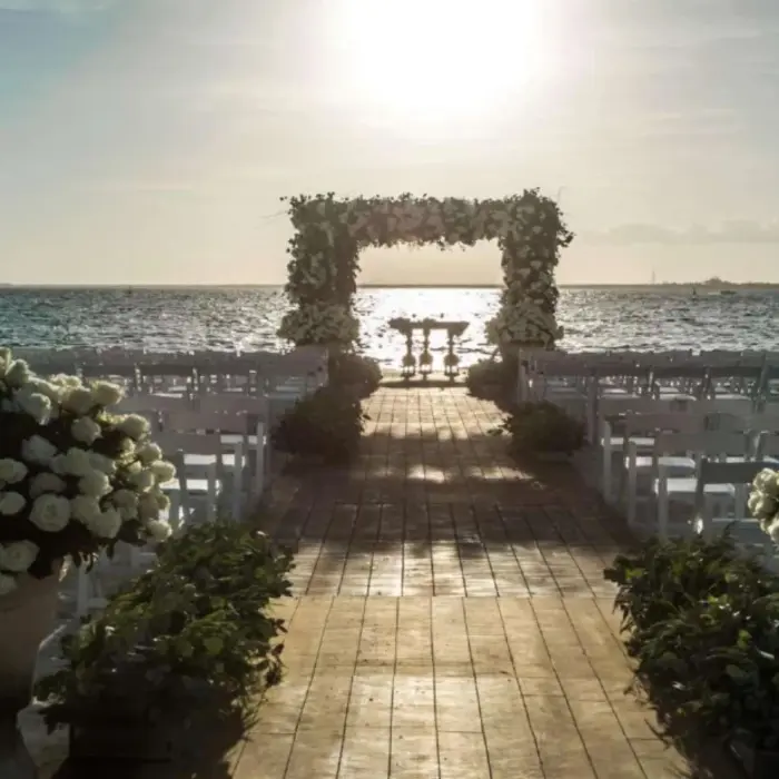 wedding ceremony setup on the beach at Nizuc Resort and Spa