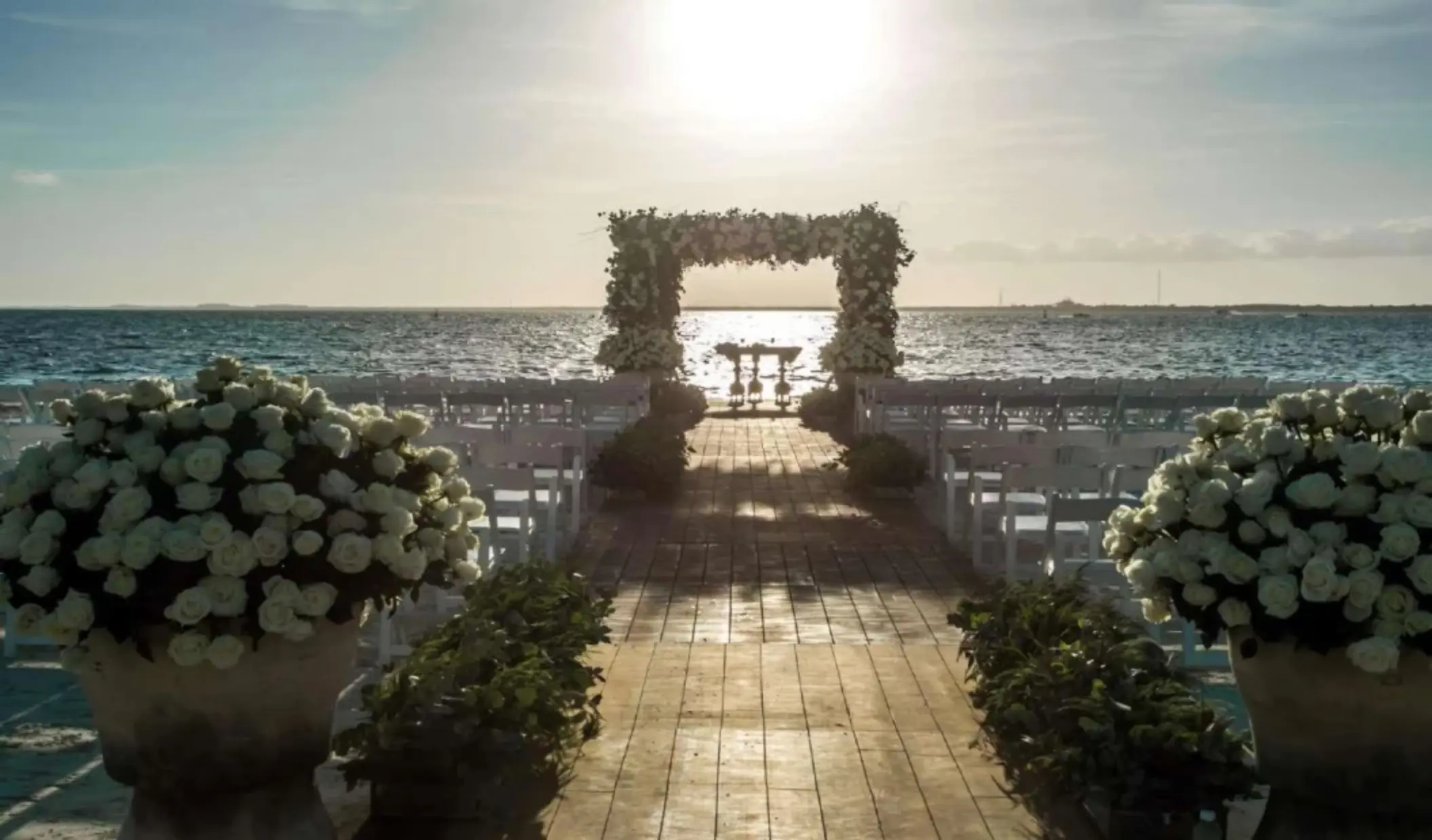 wedding ceremony setup on the beach at Nizuc Resort and Spa