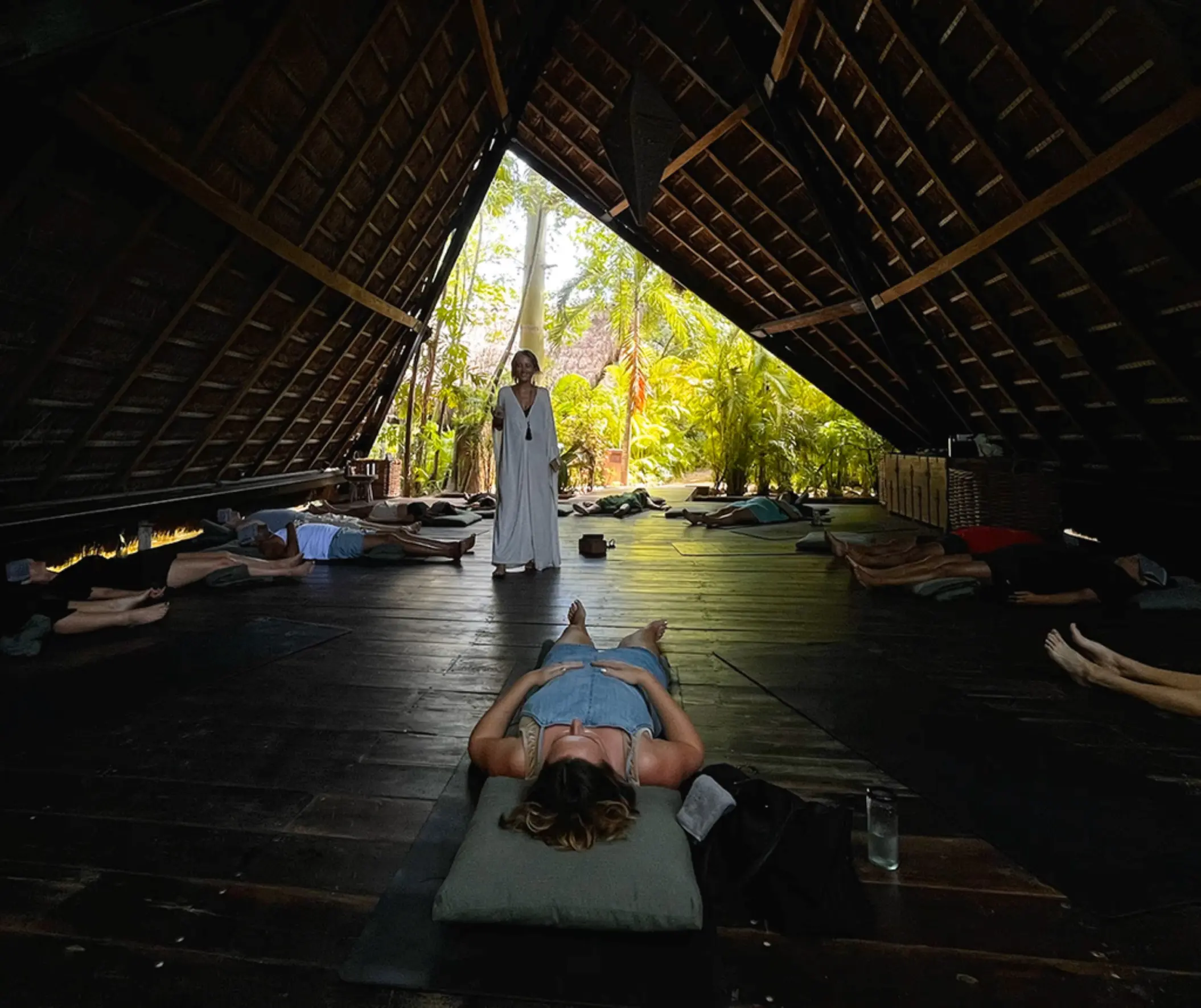 breathwork session underway at nomade tulum