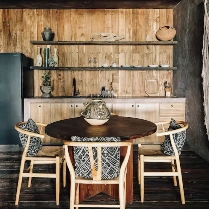 kitchenette inside bungalow at nomade tulum