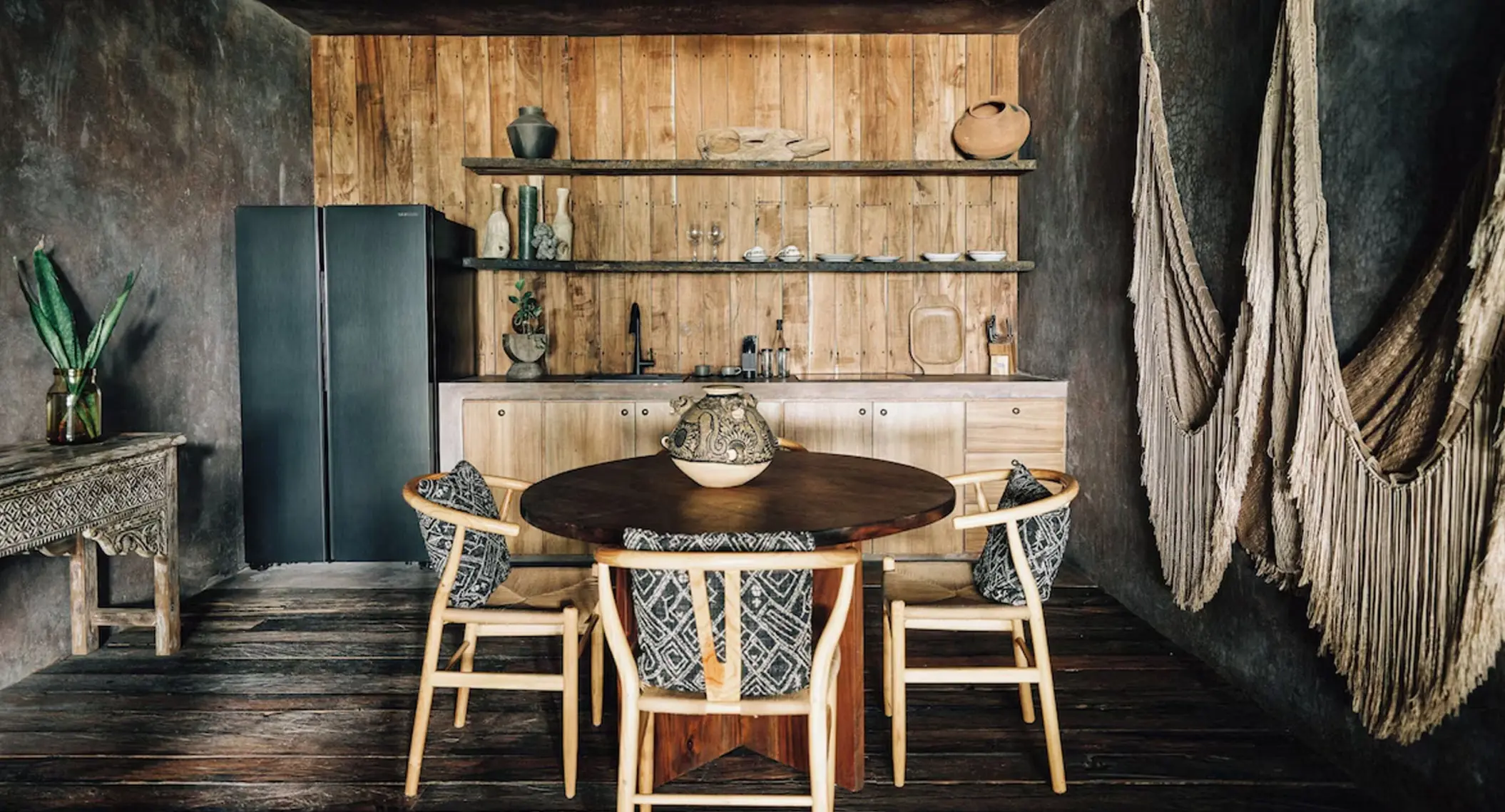 kitchenette inside bungalow at nomade tulum