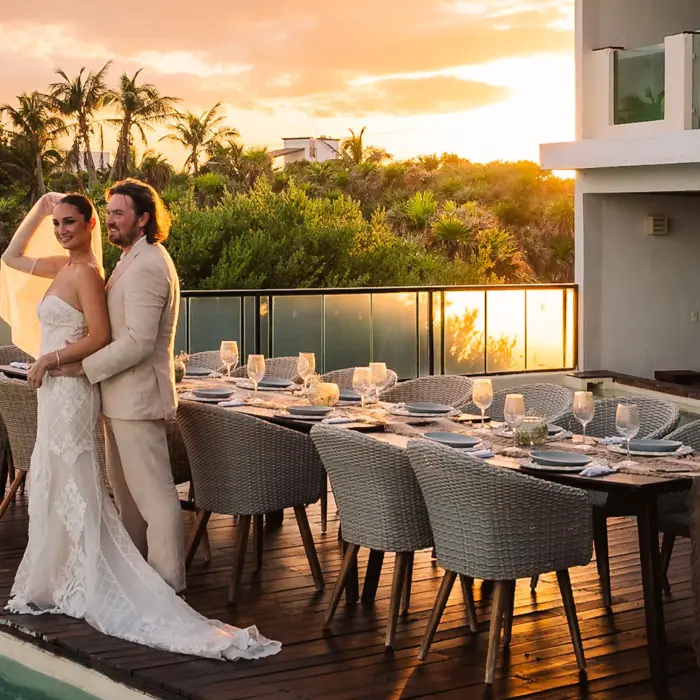 bride and groom at O'Tulum Boutique Hotel