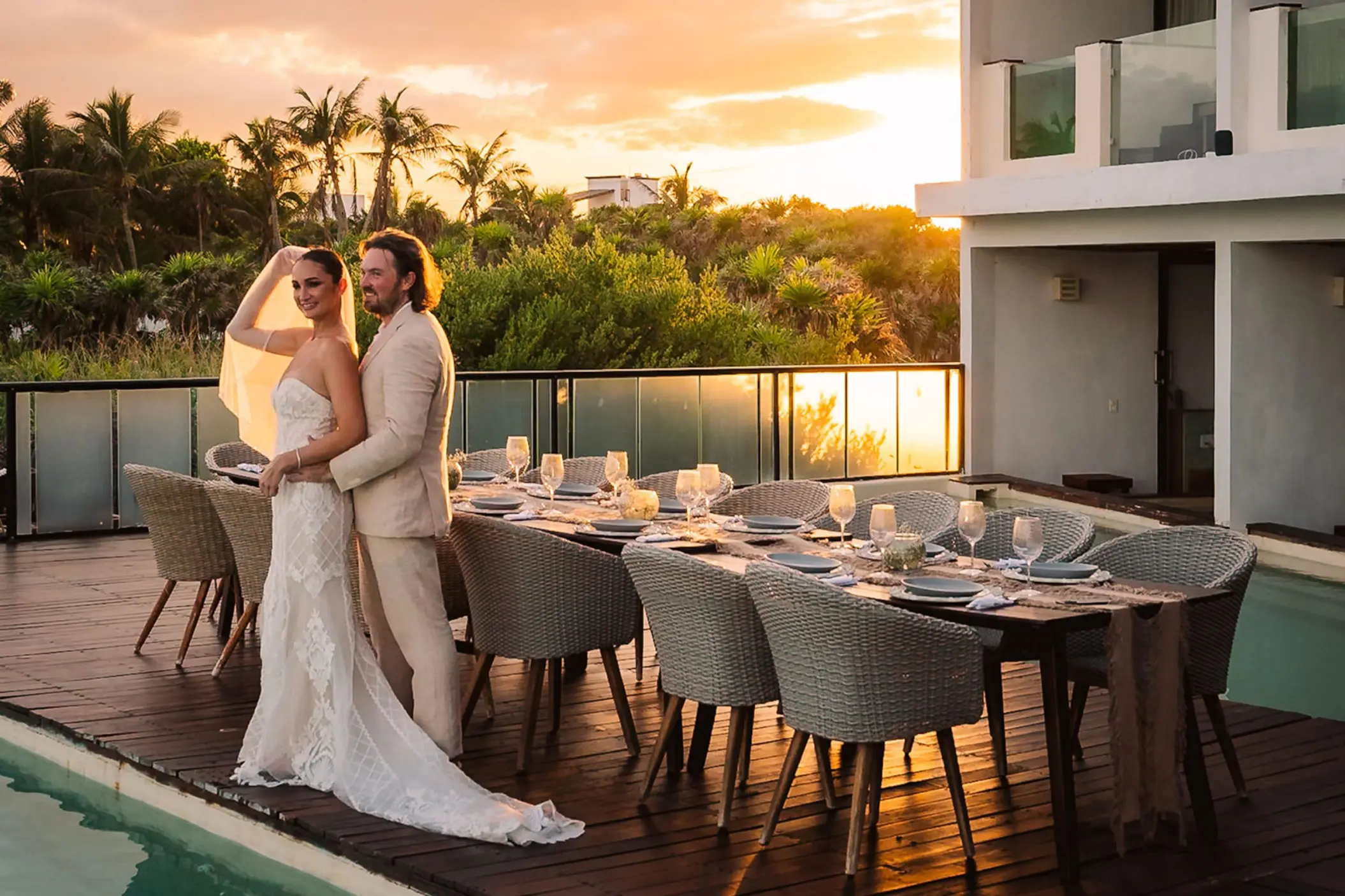 bride and groom at O'Tulum Boutique Hotel