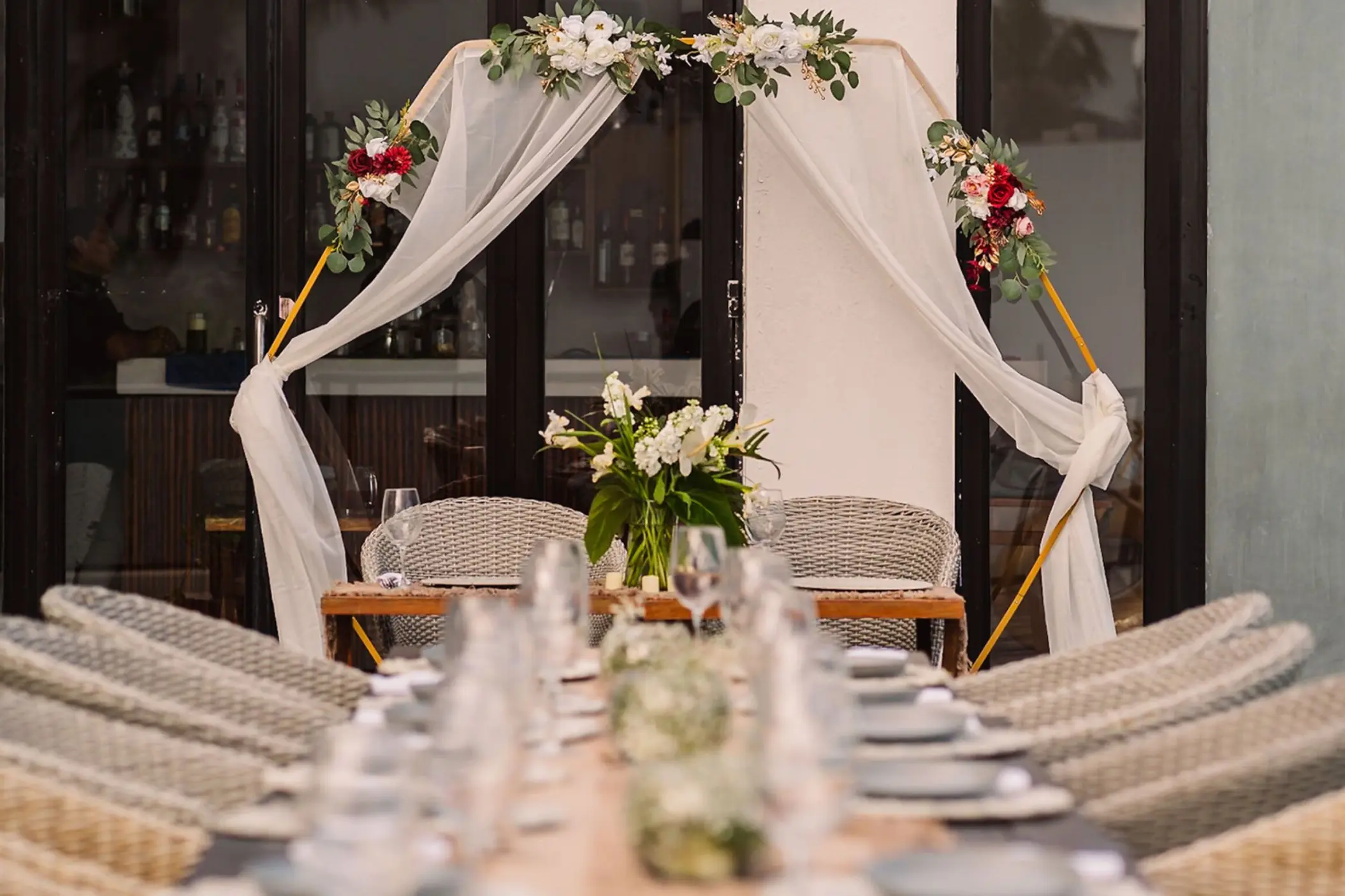 wedding celebration setup at O'Tulum Boutique Hotel