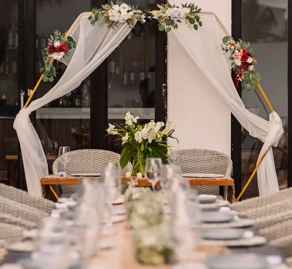 wedding celebration setup at O'Tulum Boutique Hotel