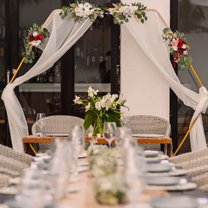 wedding celebration setup at O'Tulum Boutique Hotel