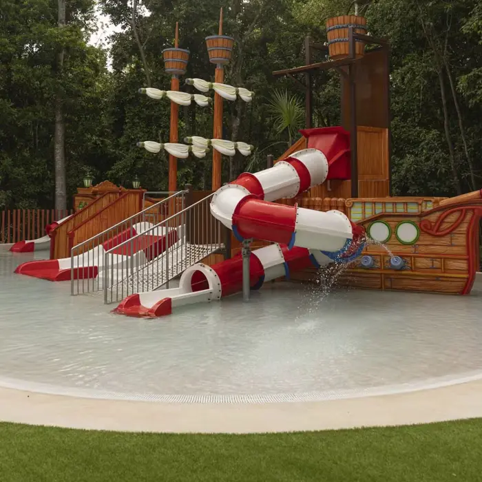 splash pool with slides for kids at occidental at xcaret destination