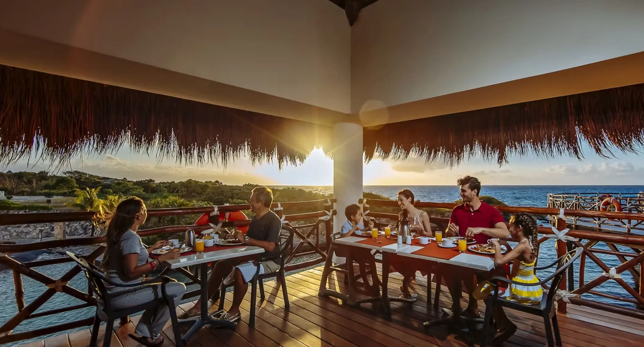 dining terrace of a restaurant at occidental at xcaret destination