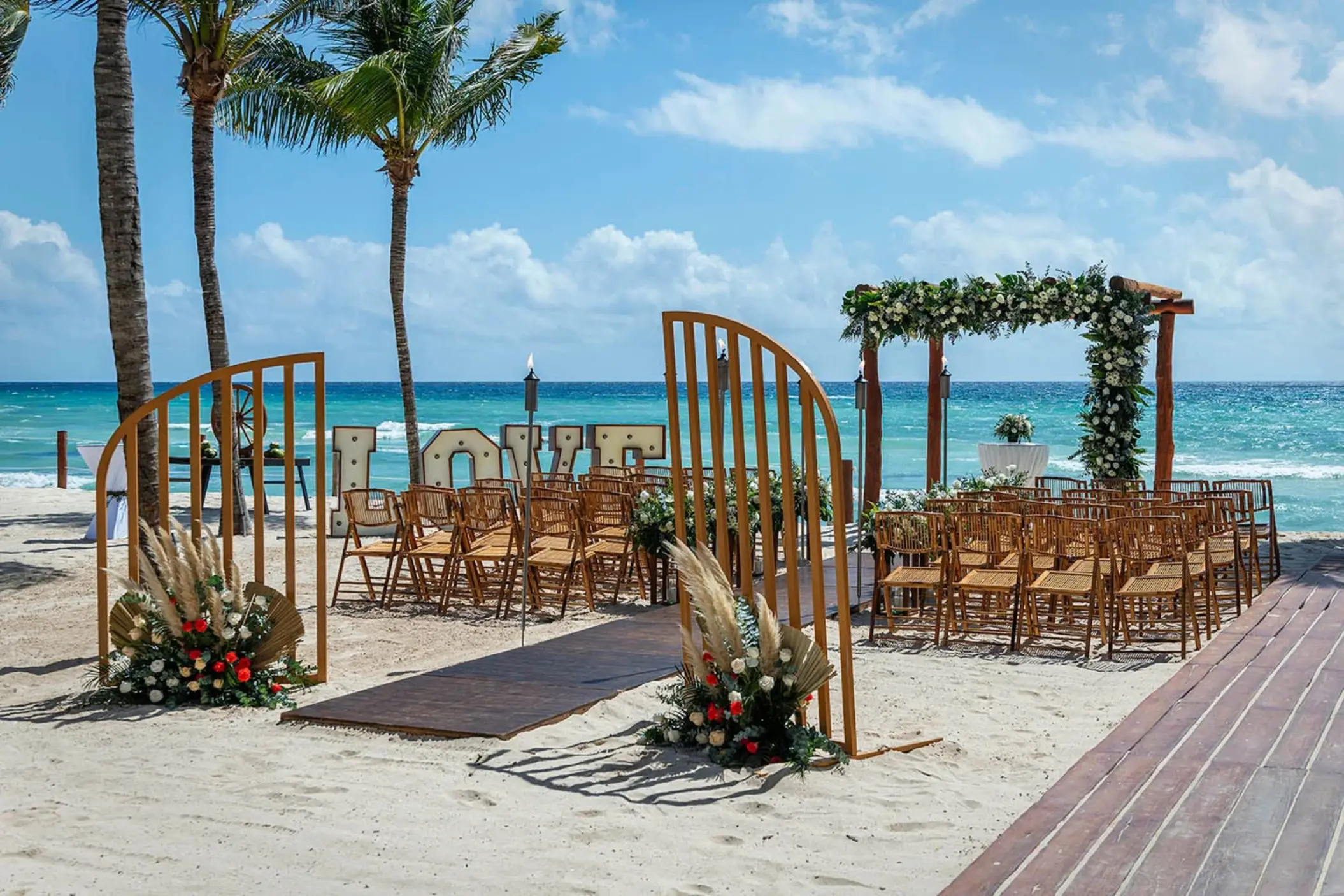 beach wedding setup at Ocean Riviera Paradise