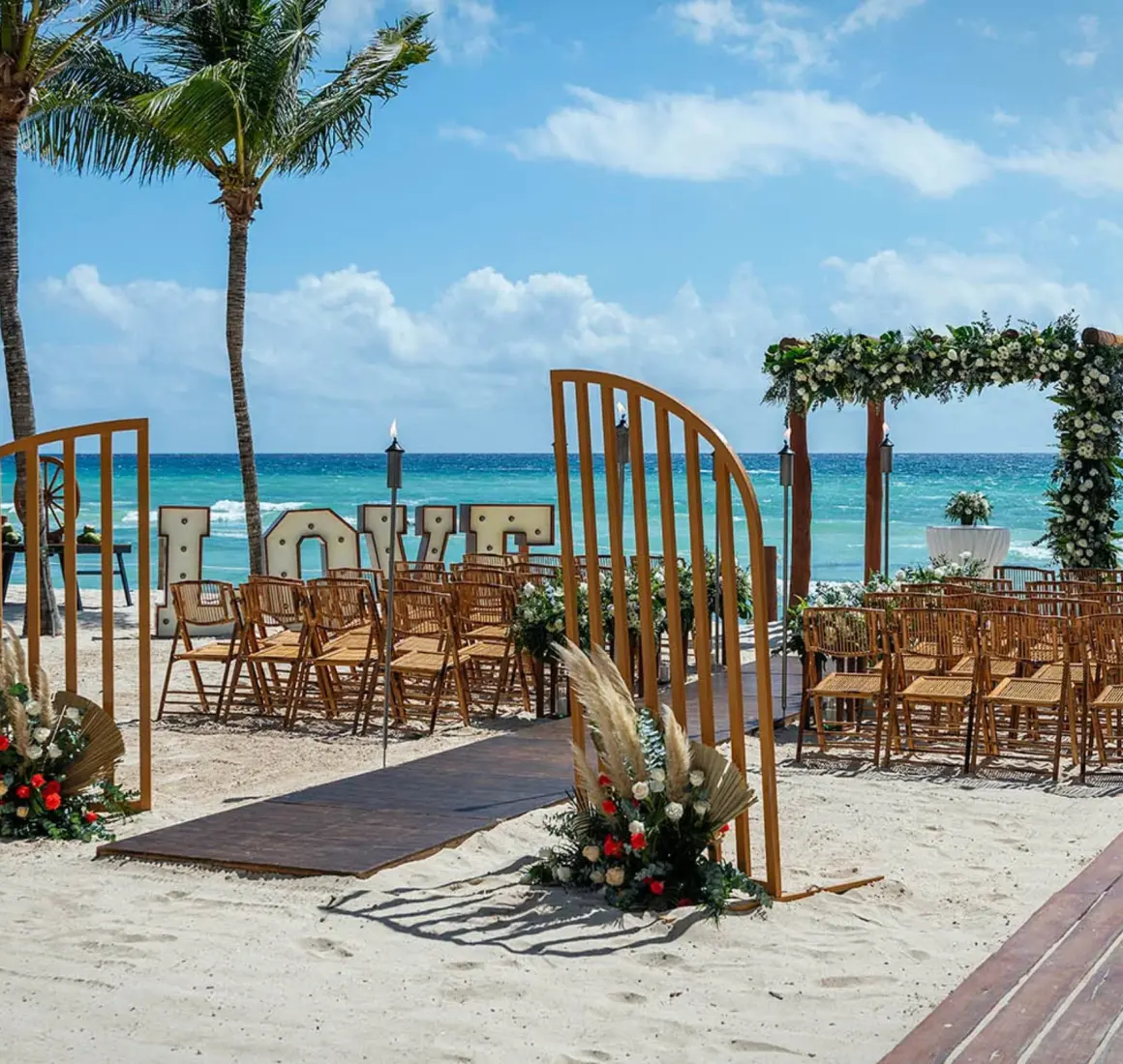 beach wedding setup at Ocean Riviera Paradise