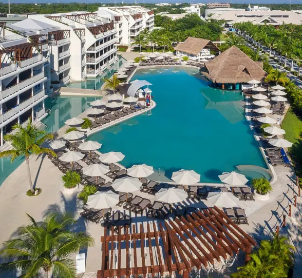 top view of the pools and swim out suites at Ocean Riviera Paradise