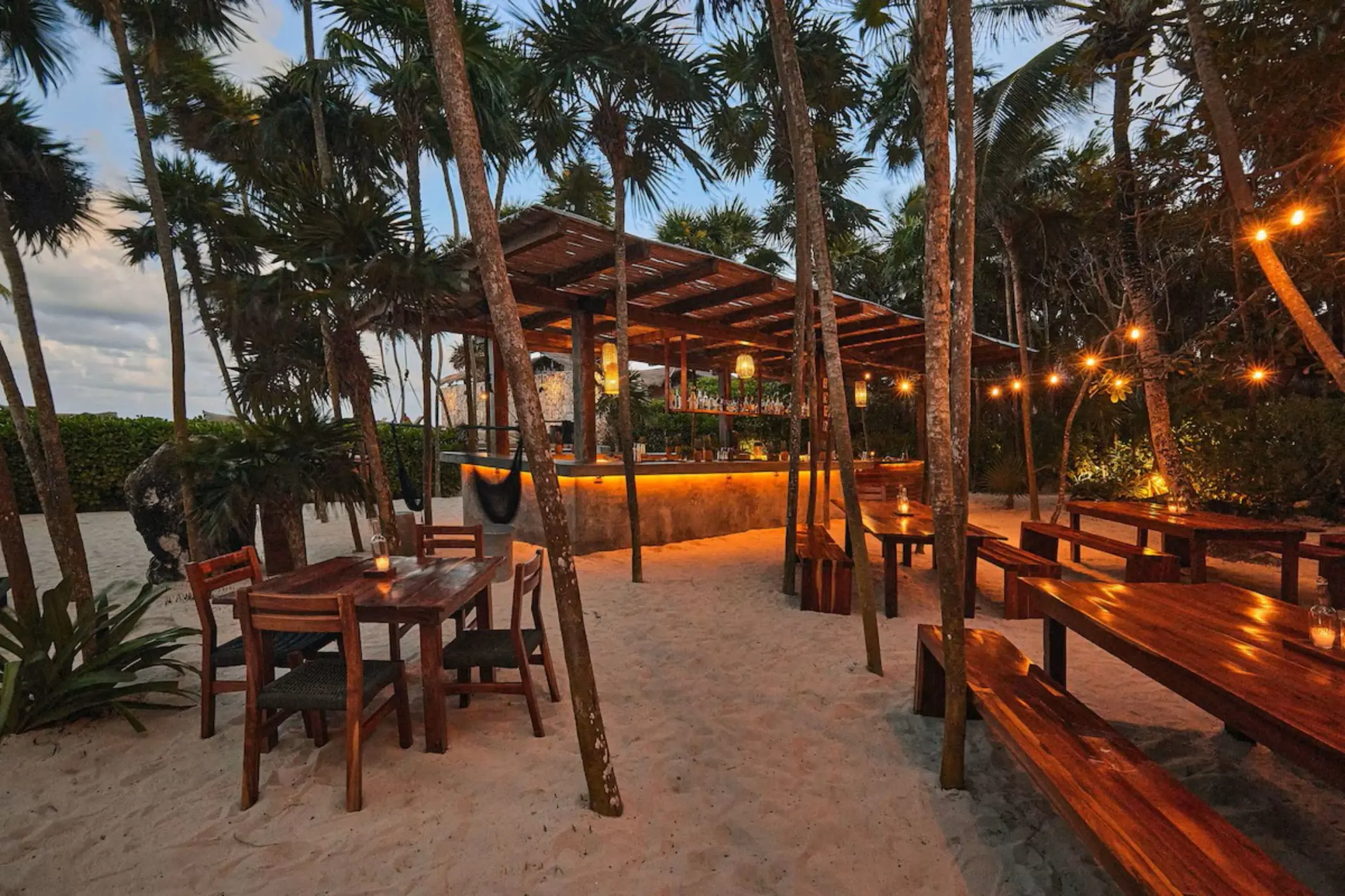 beach bar at Our Habitas Tulum