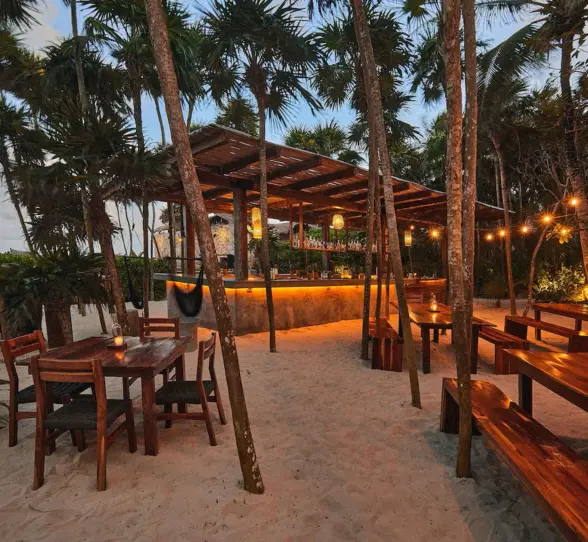beach bar at Our Habitas Tulum