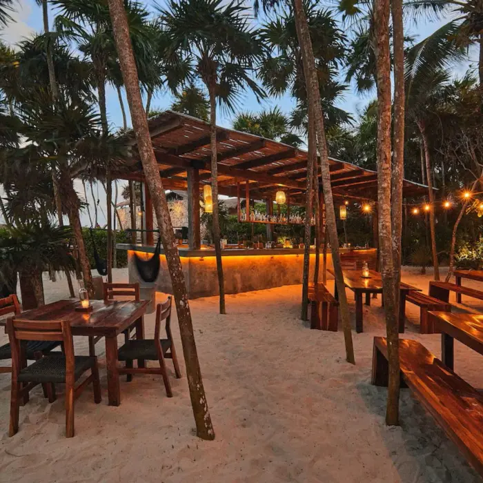 beach bar at Our Habitas Tulum