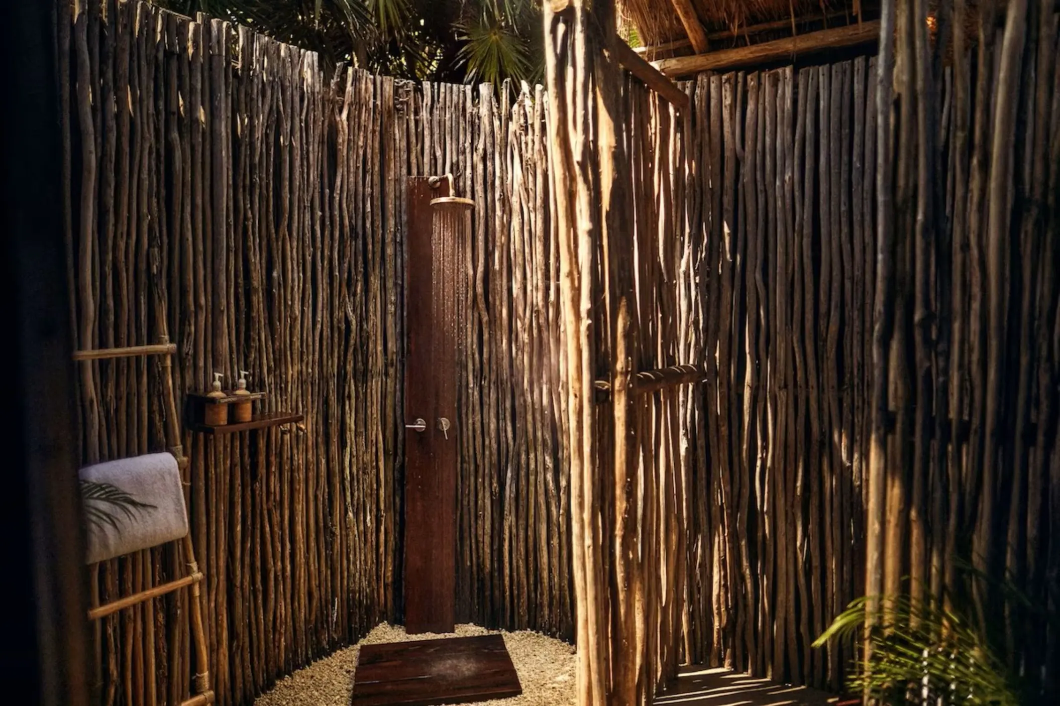 outdoor shower at Our Habitas Tulum
