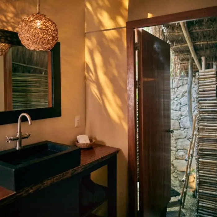 washroom of suite at Our Habitas Tulum