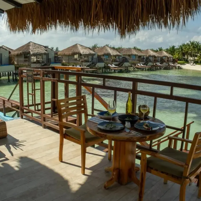 balcony of a bungalow at Palafitos Overwater Bungalows