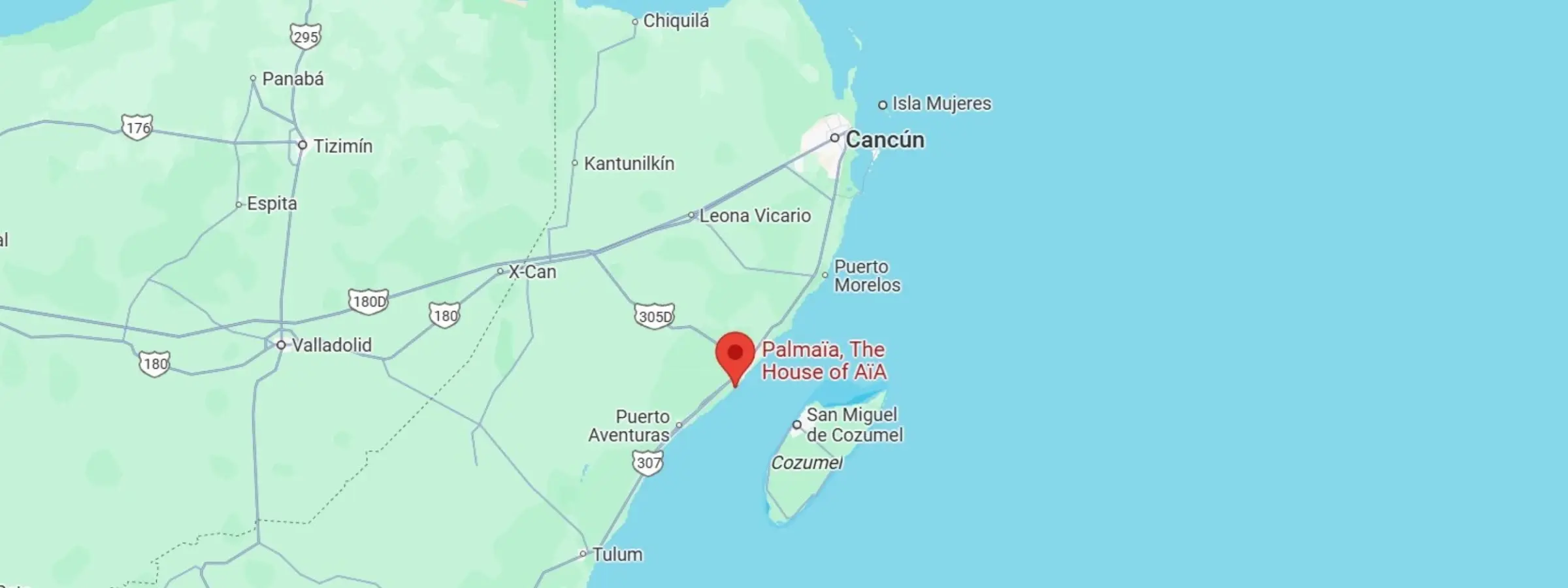 map showing location of palmaia the house of aia in Mexico