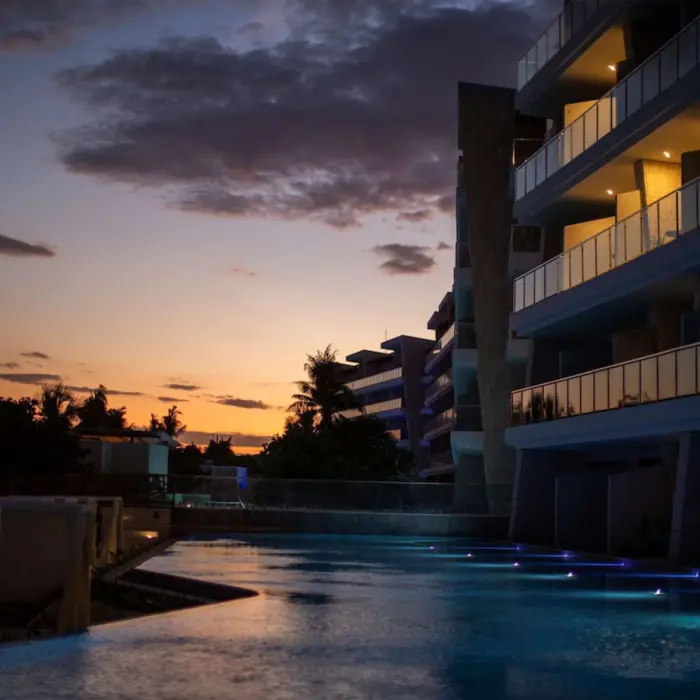 sun sets over Palmaïa – The House of AïA