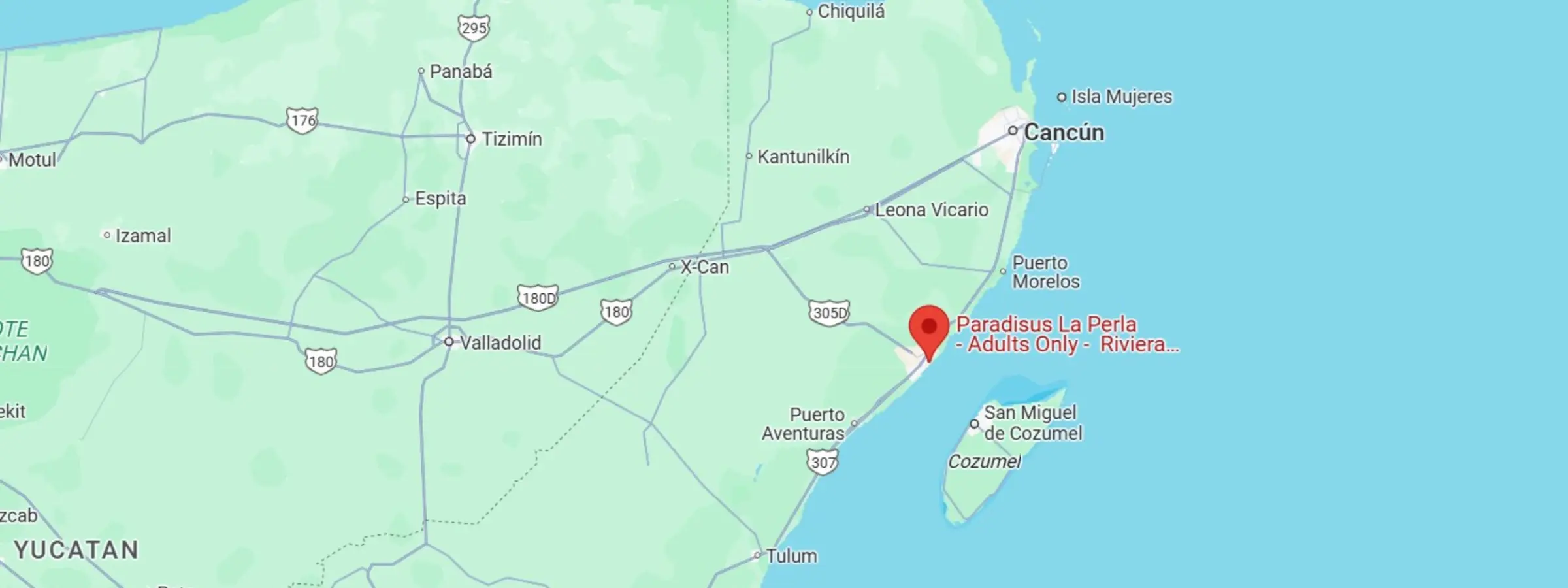 map showing location of paradisus la perla in Mexico