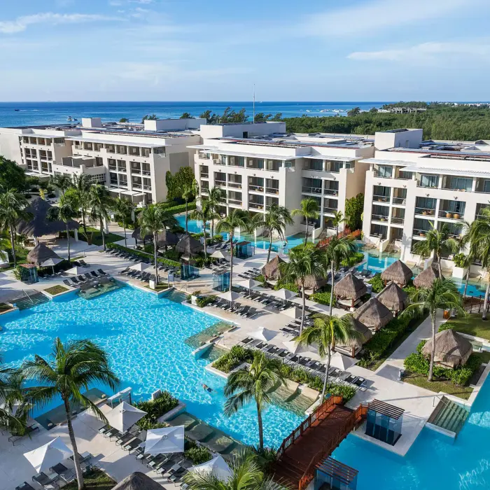 Paradisus La Perla resort pools and buildings aerial view