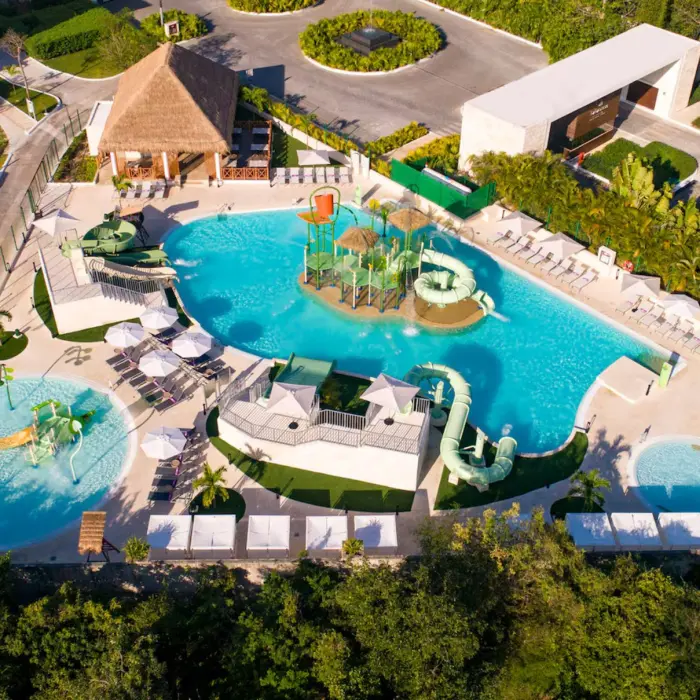 aerial view of the kids pools at Paradisus Playa del Carmen