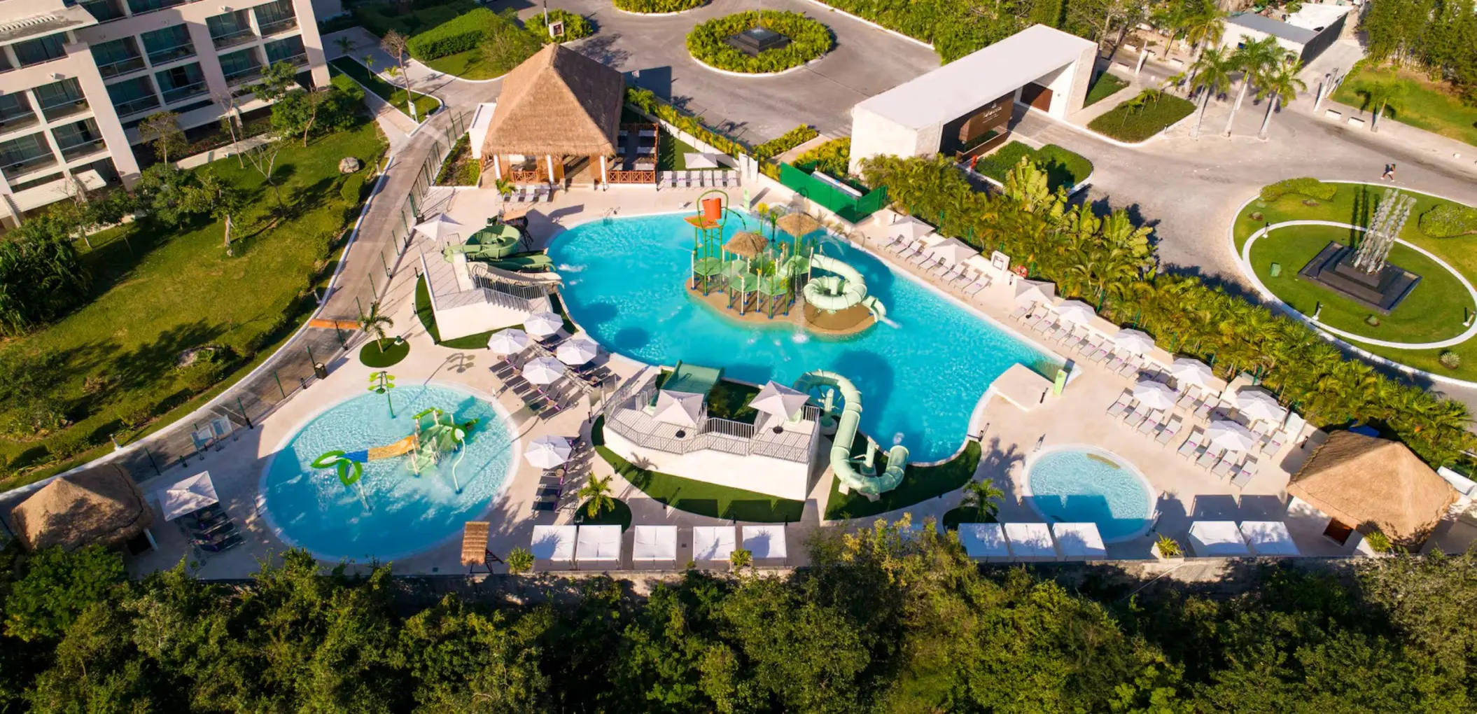 aerial view of the kids pools at Paradisus Playa del Carmen