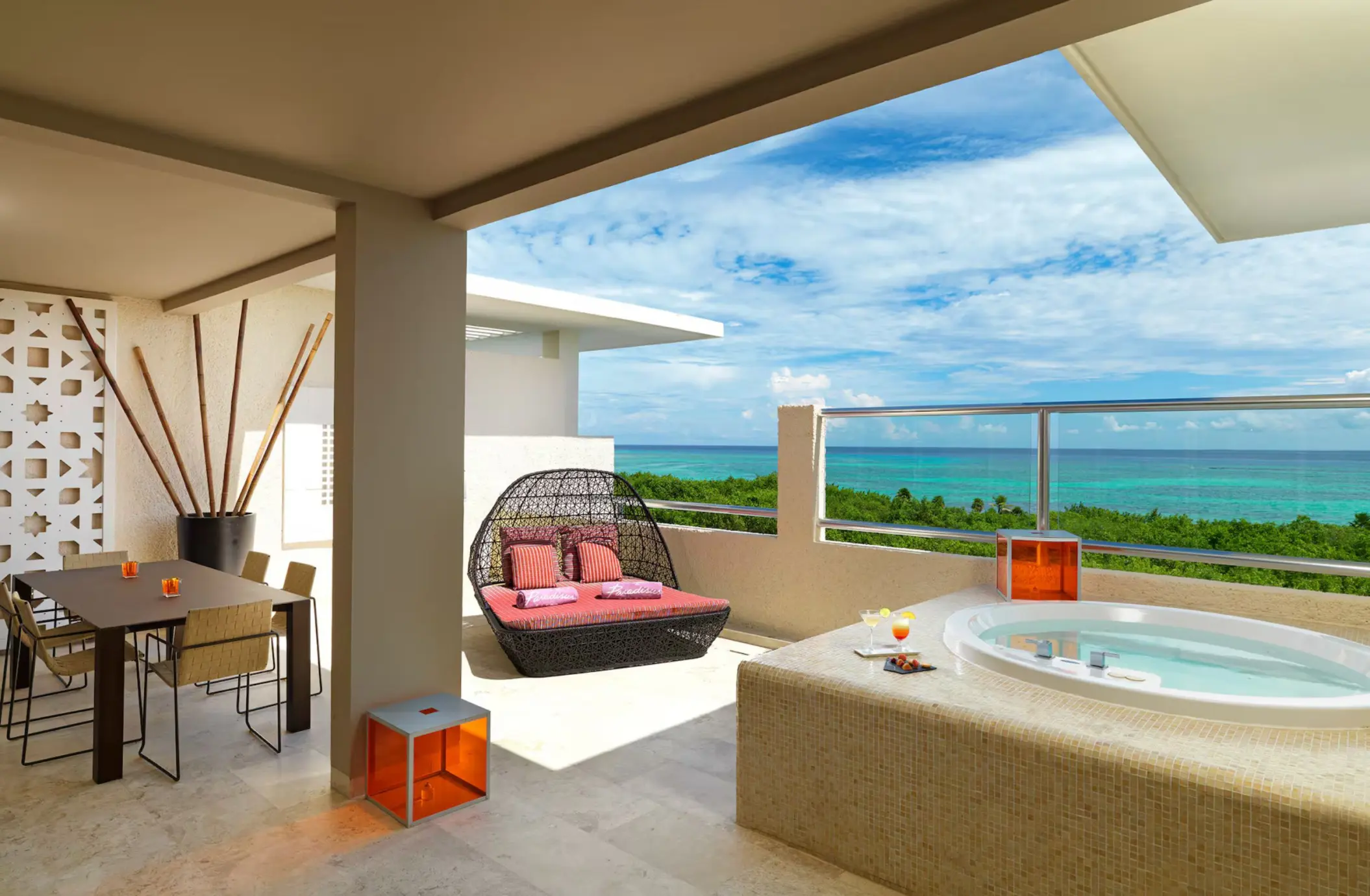terrace of the family concierge presidential suite at Paradisus Playa del Carmen