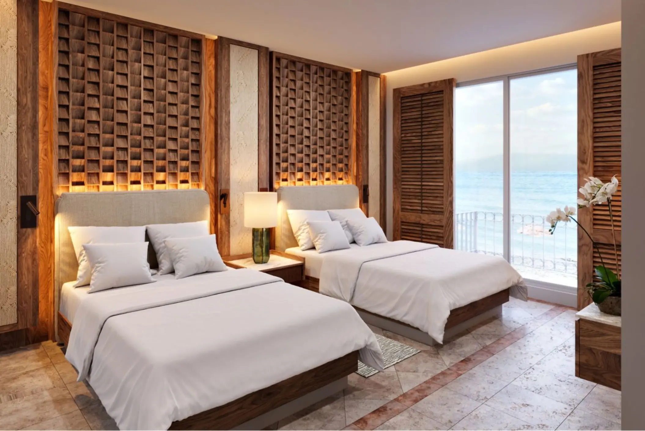 ocean view suite with two beds at Paraiso de la Bonita
