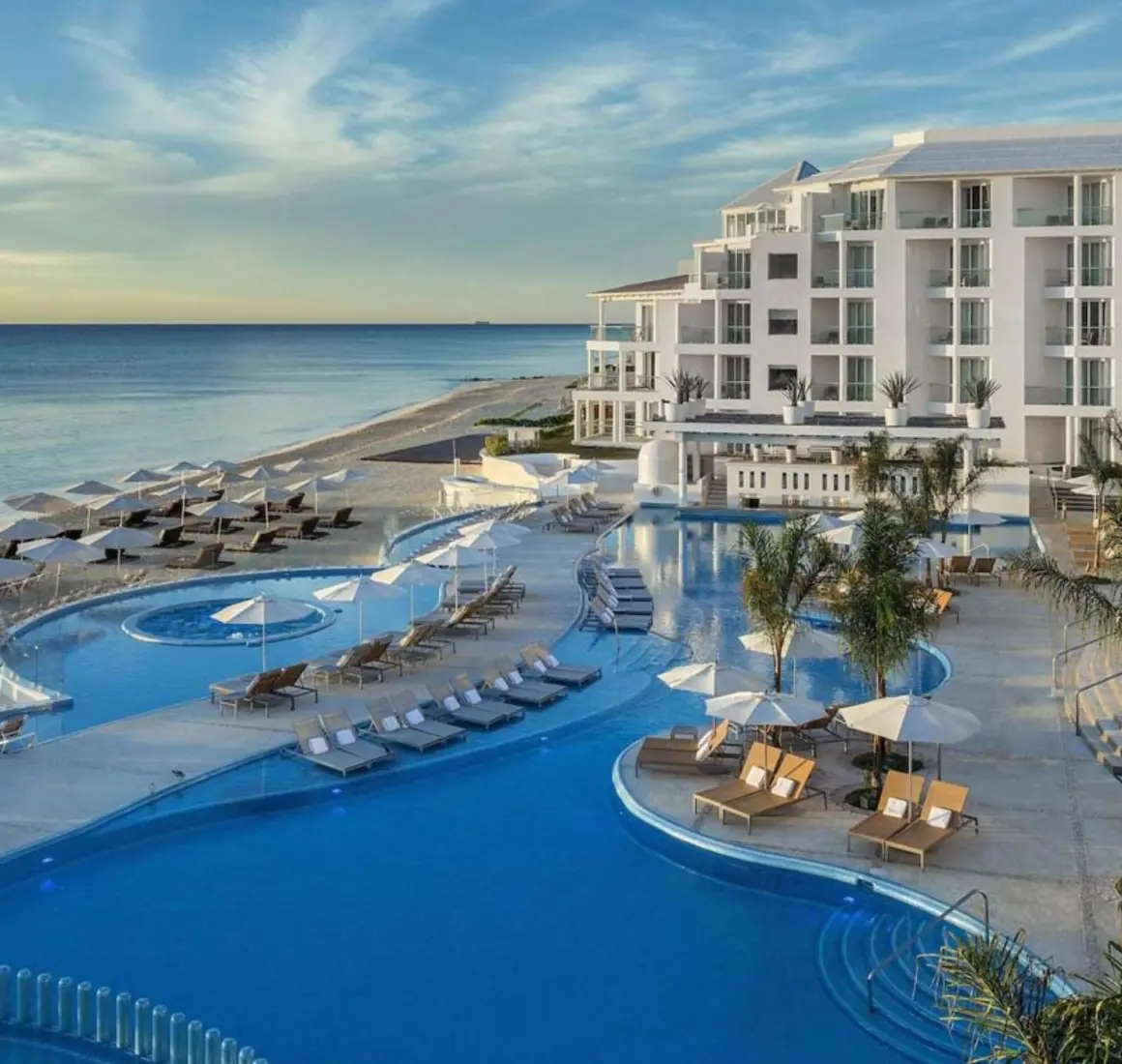 aerial view of Playacar Palace with its pools and accommodations and beach