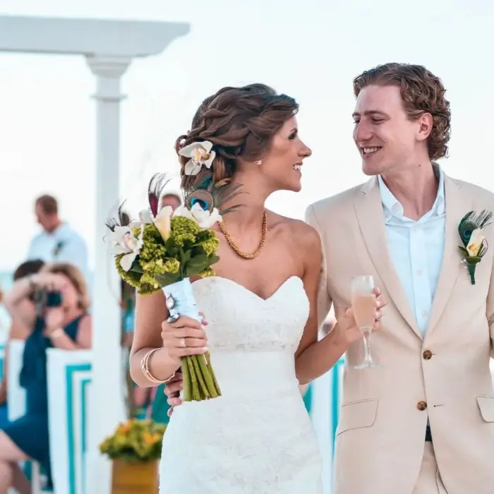 bride and groom at Playacar Palace