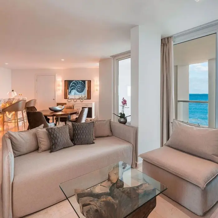 living space of oceanview suite at Playacar Palace
