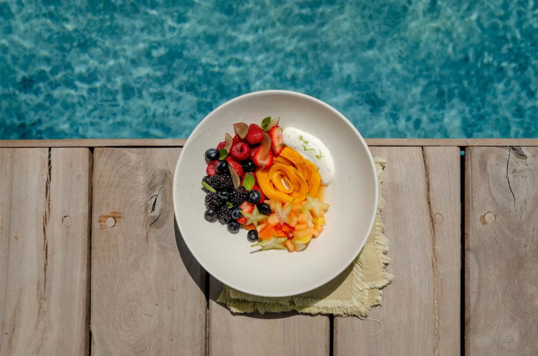 bowl of fruits for breakfast at Radhoo Tulum