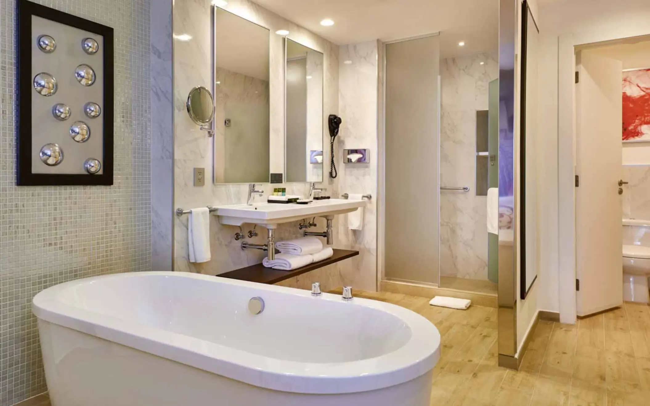 washroom with tub of suite at Hotel Riu Palace Costa Mujeres
