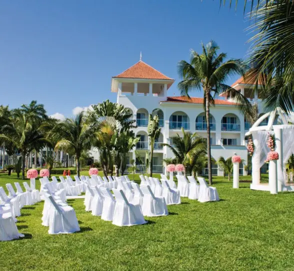 garden wedding setup at Hotel Riu Palace Mexico
