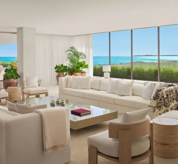 living room of the sky rooftop villa with gorgeous views at The Riviera Maya EDITION at Kanai