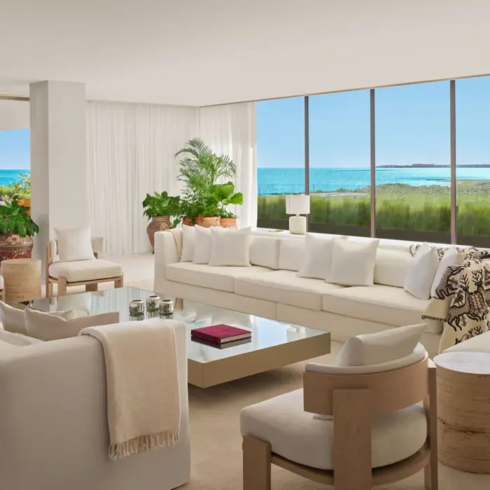 living room of the sky rooftop villa with gorgeous views at The Riviera Maya EDITION at Kanai