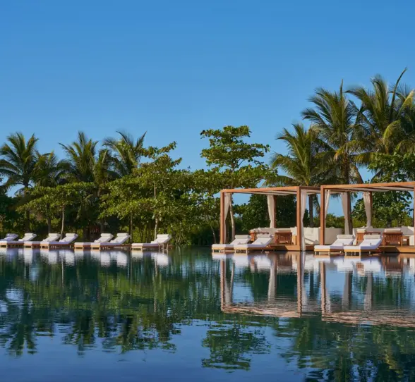main pool and private cabanas at The Riviera Maya EDITION at Kanai