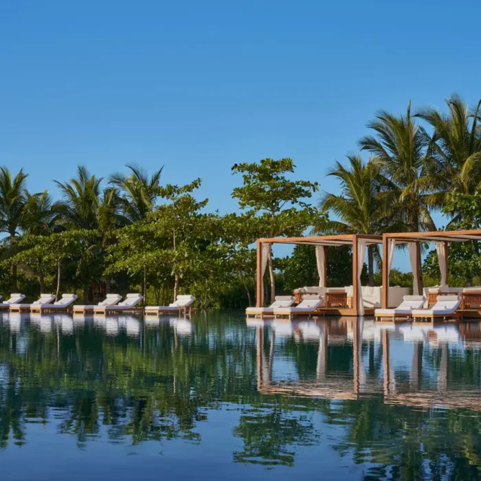 main pool and private cabanas at The Riviera Maya EDITION at Kanai