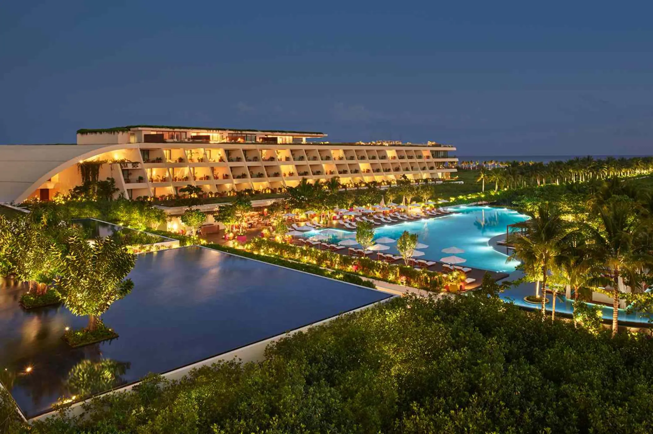 The Riviera Maya EDITION at Kanai aerial view at night